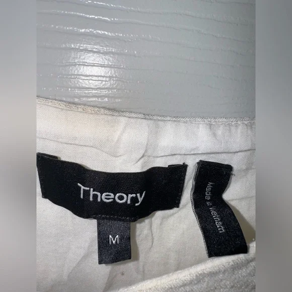 Theory Beige Panel Shift Dress in Sharkskin Crunch Women's Dress Size M - Picture 4 of 8